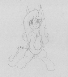 Size: 2150x2443 | Tagged: safe, artist:wapamario63, fluttershy, pegasus, pony, g4, :3, chest fluff, cute, female, high res, mare, monochrome, shyabetes, sketch, solo, traditional art