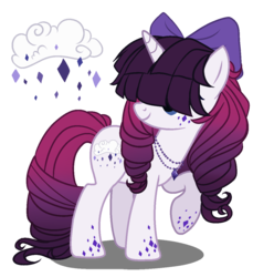 Size: 1100x1200 | Tagged: safe, artist:gihhbloonde, oc, oc only, pony, unicorn, base used, bow, female, hair bow, hair over eyes, magical lesbian spawn, mare, offspring, parent:rarity, parent:songbird serenade, raised hoof, simple background, solo, transparent background