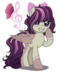 Size: 1300x1600 | Tagged: safe, artist:gihhbloonde, oc, oc only, pegasus, pony, base used, bow, female, hair bow, magical lesbian spawn, mare, offspring, parent:fluttershy, parent:octavia melody, parents:fluttertavia, simple background, solo, transparent background
