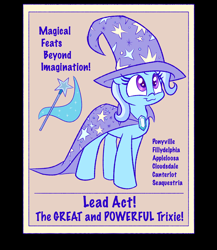 Size: 1300x1500 | Tagged: safe, artist:heir-of-rick, trixie, pony, unicorn, g4, cutie mark, female, mare, poster, solo, text