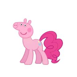 Size: 1280x1280 | Tagged: safe, pinkie pie, hybrid, pig, pig pony, pony, g4, abomination, cursed image, fusion, high octane nightmare fuel, nightmare fuel, not salmon, only the dead can know peace from this evil, peppa pie, peppa pig, peppa pig (character), piggie pie, pigified, simple background, species swap, wat, what has science done, white background