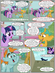Size: 600x800 | Tagged: safe, artist:dragontrainer13, artist:newbiespud, edit, edited screencap, screencap, mare do well, snails, snips, twilight sparkle, pony, unicorn, comic:friendship is dragons, g4, cape, clothes, collaboration, colt, comic, dialogue, female, hat, male, mare, screencap comic, unicorn twilight