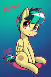 Size: 887x1346 | Tagged: safe, alternate version, artist:soulcentinel, oc, oc only, oc:apogee, pegasus, pony, female, filly, freckles, gradient background, smiling, solo