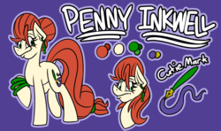 Size: 3645x2160 | Tagged: safe, artist:cowsrtasty, oc, oc only, oc:penny inkwell, pony, alternate hairstyle, hair bun, high res, reference sheet, solo