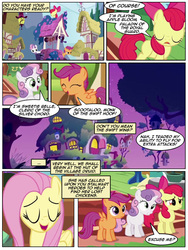 Size: 600x800 | Tagged: safe, artist:newbiespud, artist:thedigodragon, edit, edited screencap, screencap, apple bloom, fluttershy, scootaloo, sweetie belle, earth pony, pegasus, pony, unicorn, comic:friendship is dragons, g4, collaboration, comic, cutie mark crusaders, dialogue, female, filly, mare, screencap comic, well