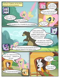 Size: 612x792 | Tagged: safe, artist:newbiespud, edit, edited screencap, screencap, angel bunny, applejack, fluttershy, harry, pinkie pie, rarity, twilight sparkle, bear, earth pony, pegasus, pony, rabbit, unicorn, comic:friendship is dragons, dragonshy, g4, animal, carrot, comic, dialogue, female, flying, food, mare, screencap comic, tree, unicorn twilight