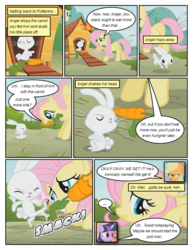 Size: 612x792 | Tagged: safe, artist:newbiespud, edit, edited screencap, screencap, angel bunny, applejack, fluttershy, twilight sparkle, earth pony, pony, rabbit, unicorn, comic:friendship is dragons, dragonshy, g4, ..., animal, annoyed, comic, crossed arms, dialogue, eyes closed, female, hat, kicking, male, mare, mouth hold, onomatopoeia, screencap comic, unicorn twilight