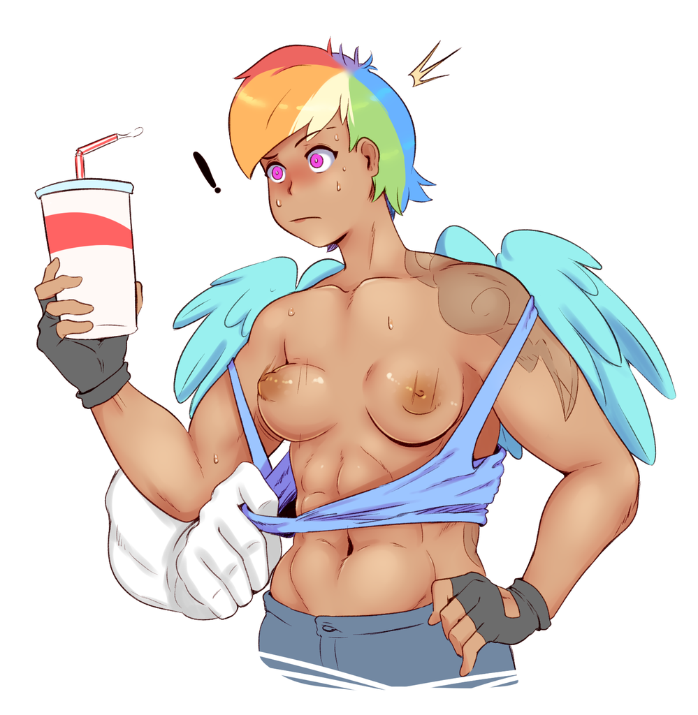 2125719 Questionable Artist Sundown Rainbow Dash Human G4 Abs