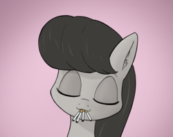 Size: 1156x914 | Tagged: safe, artist:whiskeypanda, derpibooru exclusive, octavia melody, earth pony, pony, g4, bust, cigarette, drawthread, eyes closed, female, mare, ponified, request, simple background, solo