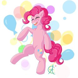 Size: 800x800 | Tagged: safe, artist:cynfularts, pinkie pie, earth pony, pony, g4, female, happy, party, practice, solo