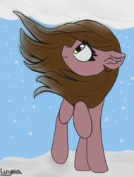 Size: 400x526 | Tagged: safe, artist:luyna, derpibooru exclusive, oc, oc only, earth pony, pony, female, looking up, snow, solo, wind, winter