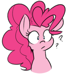 Size: 482x542 | Tagged: safe, artist:reiduran, pinkie pie, earth pony, pony, g4, bust, confused, cute, diapinkes, female, mare, mlpg, portrait, question mark, reaction image, simple background, solo, white background