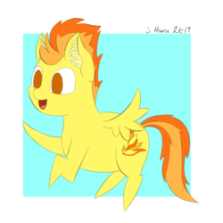 Size: 1000x1000 | Tagged: safe, artist:shoophoerse, spitfire, pegasus, pony, g4, chibi, ear fluff, female, signature, simple background, solo