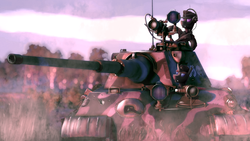 Size: 1920x1080 | Tagged: safe, artist:richmay, changeling, equestria at war mod, army, cap, clothes, hat, military, panther (tank), panther ii, purple changeling, tank (vehicle), uniform, war, world war ii