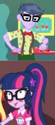 Size: 772x1748 | Tagged: safe, artist:3d4d, edit, edited screencap, screencap, microchips, sci-twi, twilight sparkle, equestria girls, equestria girls series, festival filters, g4, spoiler:eqg series (season 2), female, geode of telekinesis, magical geodes, male, microlight, shipping, shipping domino, straight, unf