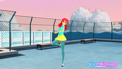 Size: 1920x1080 | Tagged: safe, artist:3dr, sunset shimmer, human, g4, artificial academy 2, humanized, rooftop