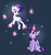 Size: 2980x3144 | Tagged: safe, artist:lilfunkman, rarity, twilight sparkle, alicorn, pony, unicorn, g4, female, high res, lesbian, magic, magic aura, mare, ship:rarilight, shipping, sitting, smiling, stars, twilight sparkle (alicorn)