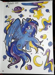 Size: 703x960 | Tagged: safe, artist:mychelle, oc, oc only, oc:status sphere, pegasus, pony, solo, traditional art