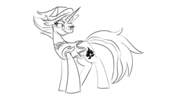 Size: 3840x2160 | Tagged: safe, artist:cowsrtasty, fire flare, pony, g4, the summer sun setback, female, high res, monochrome, sketch, slender, solo, thin