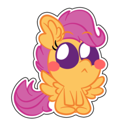 Size: 1000x1000 | Tagged: safe, artist:amethystcutey, scootaloo, pegasus, pony, g4, blush sticker, blushing, chibi, cute, cutealoo, female, filly, simple background, solo, transparent background