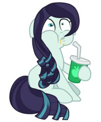 Size: 2209x2677 | Tagged: safe, artist:seaswirlsyt, coloratura, earth pony, pony, g4, apple juice, base used, cup, faic, female, high res, hoof hold, juice, mare, rara, simple background, sitting, solo, transparent background