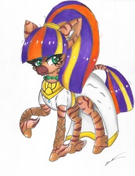 Size: 4664x6120 | Tagged: safe, artist:luxiwind, oc, oc only, oc:ira, pony, zebra, absurd resolution, clothes, dress, female, solo, traditional art