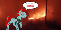 Size: 1256x620 | Tagged: safe, oc, oc only, pegasus, pony, skywar sword: las cronicas del caballero de fuego, comic, real life background, spanish
