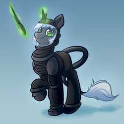 Size: 4000x4000 | Tagged: safe, artist:witchtaunter, oc, oc only, pony, unicorn, baton, commission, leonine tail, long tail, magic, nightstick, riot gear, solo