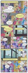 Size: 612x1556 | Tagged: safe, artist:newbiespud, edit, edited screencap, screencap, applejack, fluttershy, pinkie pie, rainbow dash, rarity, spike, twilight sparkle, zecora, dragon, earth pony, pegasus, pony, unicorn, zebra, comic:friendship is dragons, bridle gossip, g4, bow, cloak, clothes, comic, dialogue, ear piercing, earring, freckles, hair bow, hat, jewelry, male, mane seven, mane six, piercing, scared, screencap comic, unicorn twilight