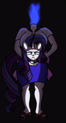 Size: 1651x3067 | Tagged: safe, artist:heartshielder1991, rarity, dullahan, unicorn, anthro, plantigrade anthro, g4, disembodied head, female, gradient background, headless, looking at you, modular, solo