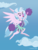 Size: 580x768 | Tagged: safe, artist:tim-kangaroo, silverstream, hippogriff, pony, 2 4 6 greaaat, g4, season 9, cheering, cheerleader, cheerleader silverstream, clothes, cloud, cute, diastreamies, featured image, female, flying, in the air, lineless, looking at you, no pupils, pointy ponies, pom pom, simple background, skirt, sky background, smiling, solo, spread wings, wide eyes, wings