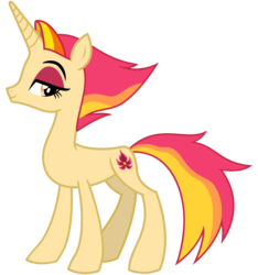 Size: 3000x3200 | Tagged: safe, alternate version, artist:cheezedoodle96, fire flare, pony, unicorn, g4, the summer sun setback, .svg available, aside glance, concave belly, female, high res, lidded eyes, looking at you, mare, missing accessory, raised eyebrow, simple background, slender, smiling, solo, svg, thin, transparent background, vector