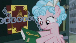 Size: 480x270 | Tagged: safe, screencap, cozy glow, pegasus, pony, g4, the summer sun setback, book, chains, cozybetes, cute, female, flying, gif, non-animated gif, visual gag