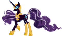 Size: 4888x2813 | Tagged: safe, artist:arkadynekozukii, idw, nightmare rarity, pony, unicorn, g4, armor, female, high res, idw showified, mare, simple background, solo, transparent background, vector