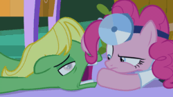 Size: 960x540 | Tagged: safe, screencap, pinkie pie, wensley, earth pony, pony, g4, the summer sun setback, animated, context is for the weak, disturbing, doctor pie, female, gif, magic drain, male, mare, mouthplay, out of context, stallion