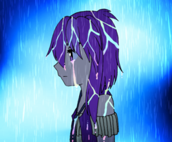Size: 1352x1120 | Tagged: safe, artist:fantasygerard2000, oc, oc only, oc:magus eveningstar, equestria girls, g4, let it rain, my little pony equestria girls: better together, blue background, crying, female, rain, simple background, solo, wet