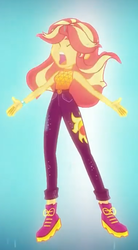 Size: 374x680 | Tagged: safe, screencap, sunset shimmer, equestria girls, equestria girls series, g4, let it rain, spoiler:eqg series (season 2), beautiful, boots, clothes, cropped, female, flowing hair, geode of empathy, magical geodes, pants, shoes, solo