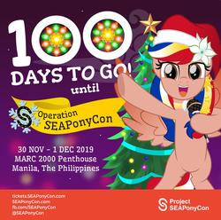 Size: 1639x1625 | Tagged: safe, artist:jhayarr23, oc, oc:pearl shine, pony, project seaponycon, 100, bipedal, christmas, countdown, holiday, looking at you, microphone, philippines, singing