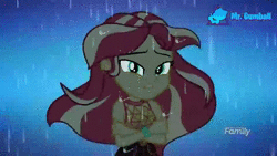 Size: 960x540 | Tagged: safe, edit, editor:mr. gumball, screencap, sunset shimmer, equestria girls, g4, let it rain, my little pony equestria girls: better together, animated, carmen, darwin watterson, discovery family logo, female, gumball watterson, lightning, penny fitzgerald, sound, the amazing world of gumball, watermark, webm
