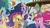 Size: 1280x720 | Tagged: safe, screencap, applejack, fluttershy, pinkie pie, rainbow dash, rarity, spike, twilight sparkle, alicorn, dragon, earth pony, pegasus, pony, unicorn, g4, the last problem, age difference, female, gigachad spike, grey hair, mane six, mare, older, older spike, older twilight, older twilight sparkle (alicorn), princess twilight 2.0, skunk stripe, twilight sparkle (alicorn), winged spike, wings