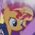 Size: 174x174 | Tagged: safe, screencap, sunset shimmer, twilight sparkle, alicorn, pony, unicorn, equestria girls, g4, the last problem, caption, cropped, it happened, it has finally happened, text, twilight sparkle (alicorn)