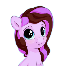 Size: 3600x3600 | Tagged: safe, alternate version, artist:bobdude0, oc, oc only, oc:violet rose, earth pony, pony, blue eyes, brown mane, bust, commission, cute, female, filly, happy, high res, pink mane, portrait, simple background, smiling, solo, transparent background, two toned hair, young