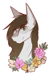 Size: 1517x2299 | Tagged: safe, artist:fluxittu, oc, oc only, pony, bust, female, flower, mare, portrait, simple background, solo, transparent background