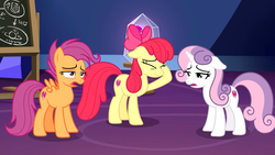 Size: 1920x1080 | Tagged: safe, screencap, apple bloom, scootaloo, sweetie belle, g4, growing up is hard to do, season 9, cutie mark, cutie mark crusaders, older, older apple bloom, older cmc, older scootaloo, older sweetie belle, the cmc's cutie marks