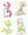 Size: 840x1046 | Tagged: safe, artist:kirinit, derpy hooves, fluttershy, earth pony, pegasus, pony, g4, backless, backwards virgin killer sweater, blushing, butt, buttcrack, chest fluff, clothes, cute, cutie mark, dock, female, group, looking at you, mare, nudity, open-back sweater, pastel, plot, plotcrack, quartet, simple background, sitting, sketch, sketch dump, sleeveless sweater, standing, sweater, sweatershy, virgin killer sweater, wardrobe misuse, wings