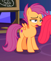 Size: 720x856 | Tagged: safe, screencap, apple bloom, scootaloo, pegasus, pony, g4, growing up is hard to do, cropped, cutie mark, female, hooves, mare, offscreen character, older, older apple bloom, older scootaloo, small wings, the cmc's cutie marks, wings