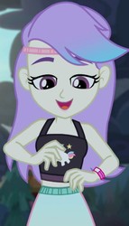 Size: 565x988 | Tagged: safe, screencap, snow flower, equestria girls, equestria girls series, g4, let it rain, spoiler:eqg series (season 2), clothes, cropped, cute, exposed belly, female, looking down, midriff, sleeveless, solo, tank top