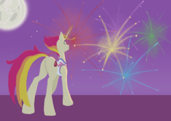 Size: 3508x2480 | Tagged: safe, artist:settop, fire flare, pony, unicorn, g4, the summer sun setback, butt, female, fireworks, glowing horn, high res, horn, mare, plot, slender, solo, thin