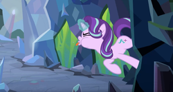 Size: 1917x1025 | Tagged: safe, screencap, starlight glimmer, pony, unicorn, g4, the ending of the end, female, mare, raspberry, solo, tongue out