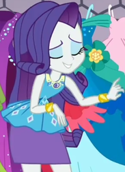 Size: 646x884 | Tagged: safe, screencap, rarity, costume conundrum, equestria girls, equestria girls series, g4, spoiler:choose your own ending (season 2), spoiler:eqg series (season 2), clothes, costume conundrum: rarity, cropped, eyes closed, female, geode of shielding, leaned forward, magical geodes, pencil skirt, rarity peplum dress, rarity's bedroom, skirt, smiling, solo, this old thing